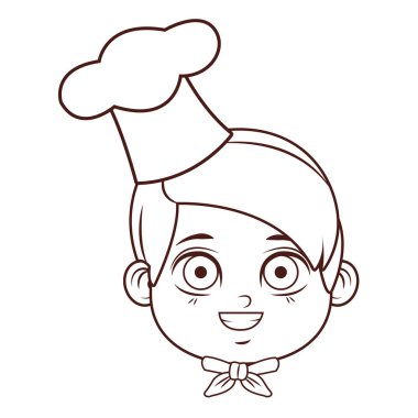 Şef çocuk gülümseyen yüzü kahverengi çizgiler