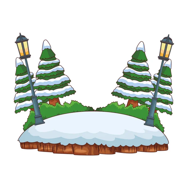 Парк со снежным мультфильмом — стоковый вектор