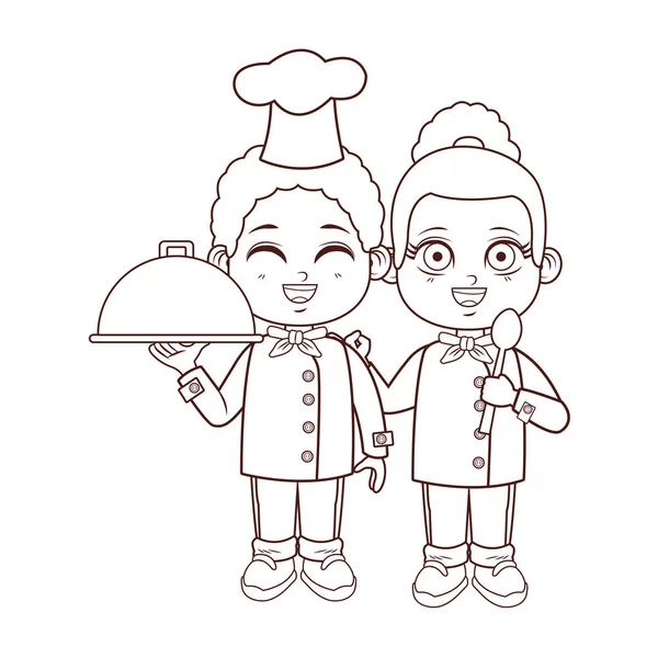 Chef Menino Menina Desenhos Animados Vetor Ilustração Design Gráfico — Vetor de Stock