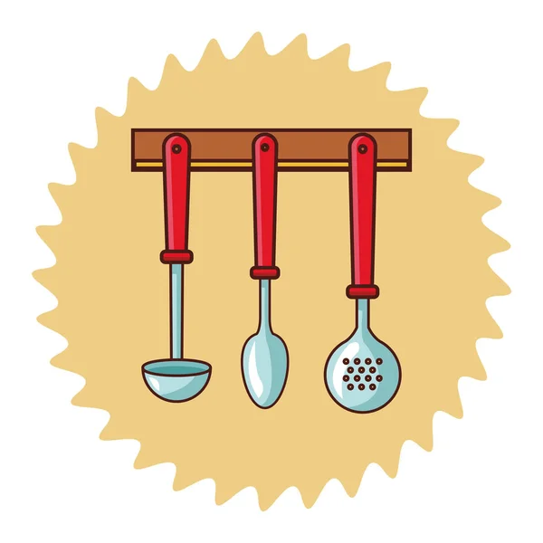 Кухонне начиння в полиці — стоковий вектор