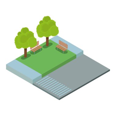 Boş park izometrik sahne vektör çizim grafik tasarım
