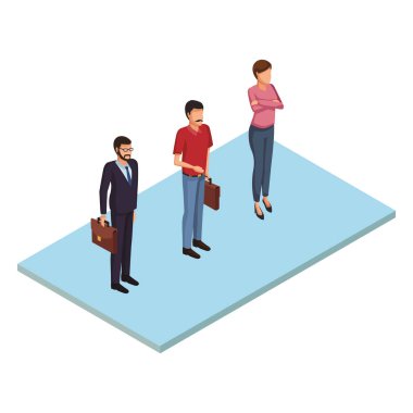 İzometrik insanlar sokak izole vektör çizim grafik tasarım