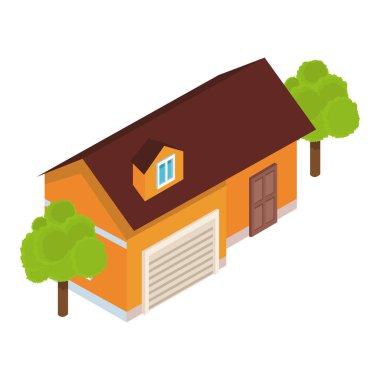 House izometrik sahne izole vektör çizim grafik tasarım