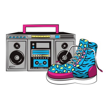 Üçgen 90s retro karikatür vektör çizim