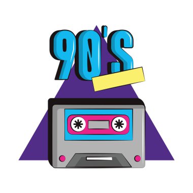 90s müzik kaset karikatür vektör çizim