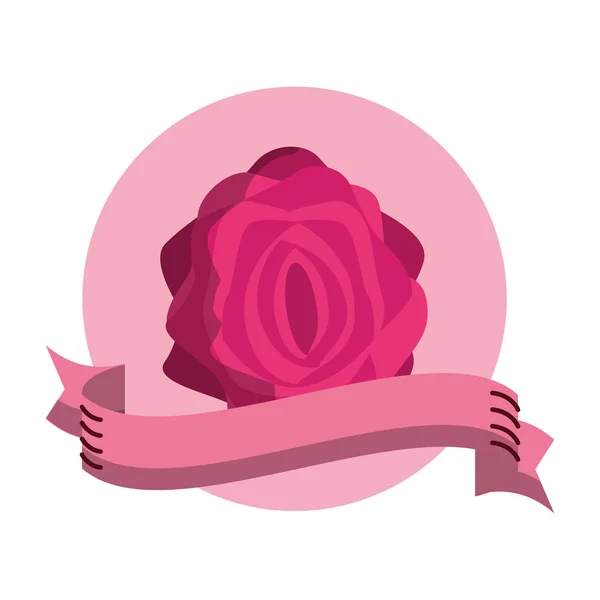 Icône Ronde Fleur Avec Ruban Vierge Illustration Vectorielle Design Graphique — Image vectorielle