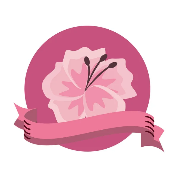 Квітковий Круглий Значок Порожньою Стрічкою Банер Векторна Ілюстрація Графічний Дизайн — стоковий вектор