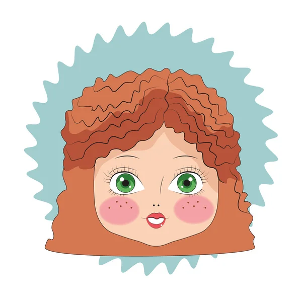 Hermosa chica cara de dibujos animados — Vector de stock