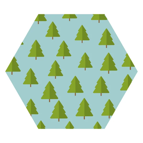 Strom borovice vzor hexagon rám — Stockový vektor
