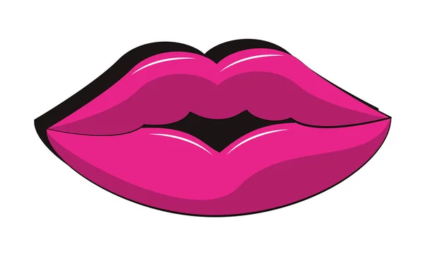 90S Labios Retro Dibujos Animados Vector Ilustración — Archivo Imágenes Vectoriales