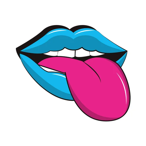 90S Mouth Tongue Out Vector Illustration — Stock Vector