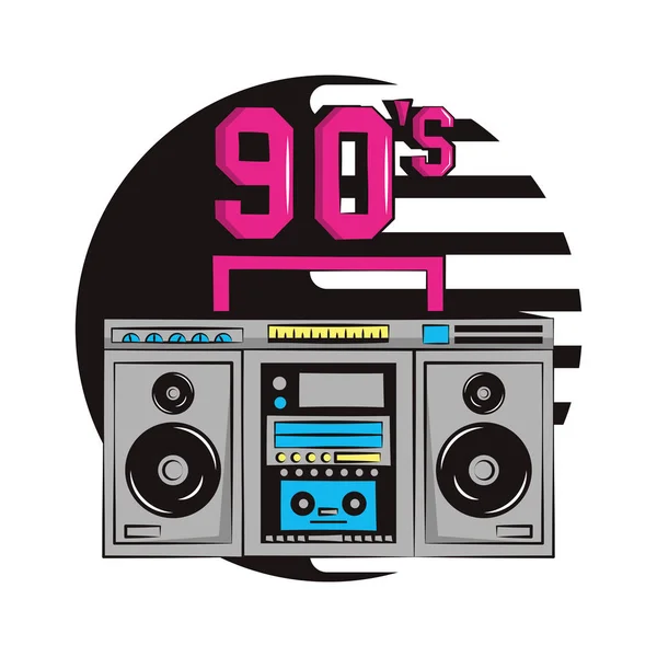 90S Retro Stereo Vettoriale Illustrazione — Vettoriale Stock