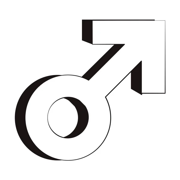 Symbol mužského pohlaví v černé a bílé — Stockový vektor