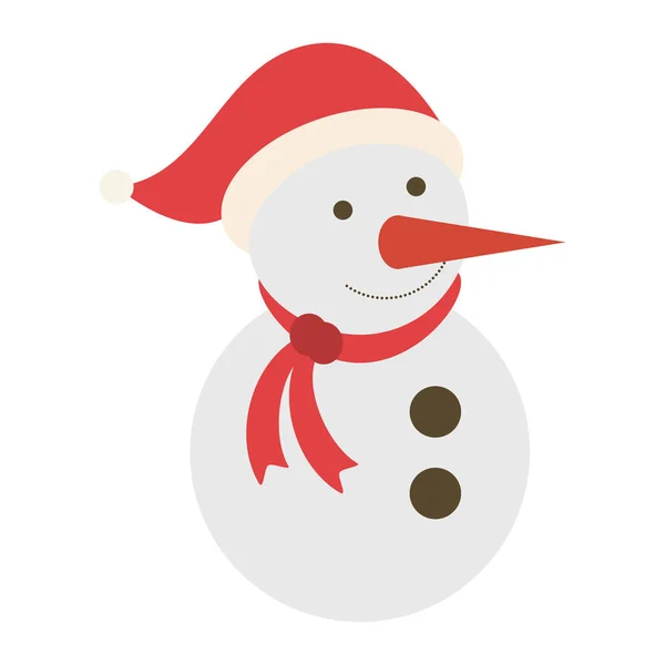 Boneco de neve com chapéu de Papai Noel — Vetor de Stock