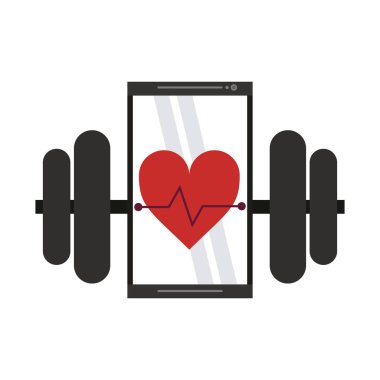 Vektör çizim grafik tasarım Fitness ve spor öğeleri smartphone uygulaması ve halter