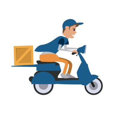 Hızlı teslimat ve lojistik scooter vektör çizim grafik tasarım