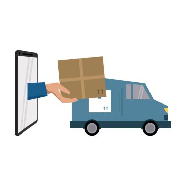 Online teslimat ve lojistik smartphone kavramı vektör çizim grafik tasarım ile