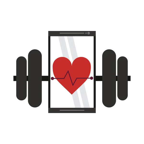 Fitness Och Sport Element Smartphone App Och Hantel Vektor Illustration — Stock vektor