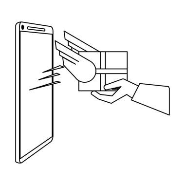 Online teslimat ve lojistik smartphone kavramı vektör çizim grafik tasarım ile
