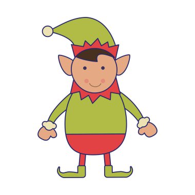 Noel elf izole karikatür vektör çizim grafik tasarım