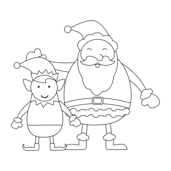 Navidad Santa Claus dibujos animados en blanco y negro — Vector de stock