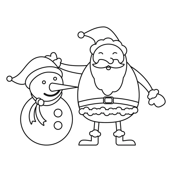 Jul santa claus tegneserie sort og hvid – Stock-vektor