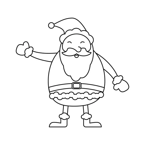 Christmas santa claus tecknad svart och vitt — Stock vektor