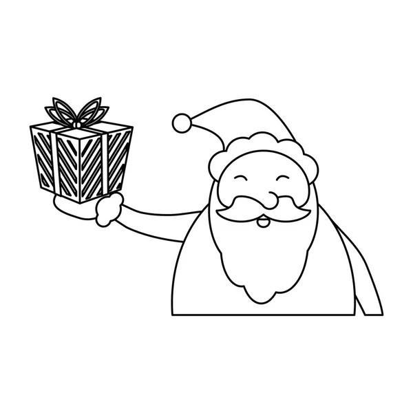 Різдвяний Санта Клаус мультфільм чорно-білий — стоковий вектор