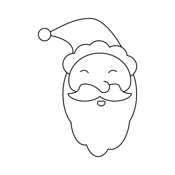 Natale Babbo Natale cartone animato bianco e nero — Vettoriale Stock