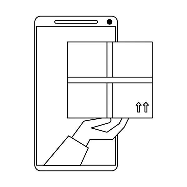 Entrega Línea Logística Con Concepto Smartphone Vector Ilustración Diseño Gráfico — Vector de stock