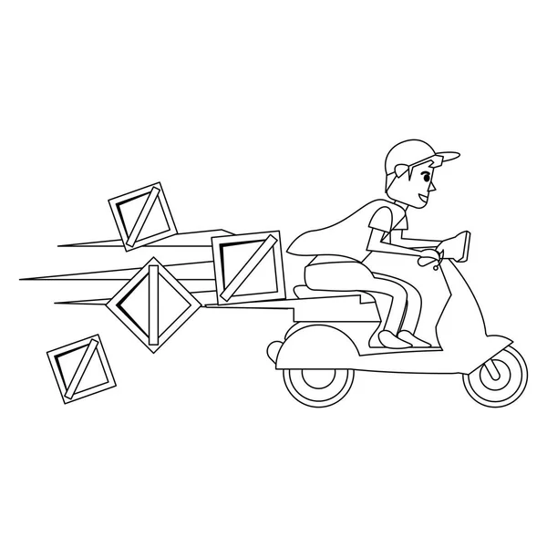 Entrega Rápida Logística Diseño Gráfico Ilustración Vectores Scooter — Vector de stock