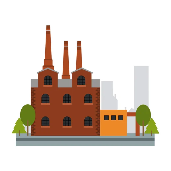 Factoy Industria Edificio Nella Città Vettoriale Illustrazione Grafica — Vettoriale Stock