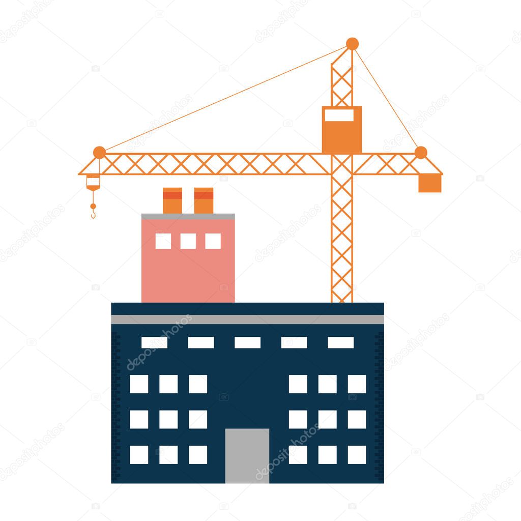 Building and crane city construction vector illustration graphic design