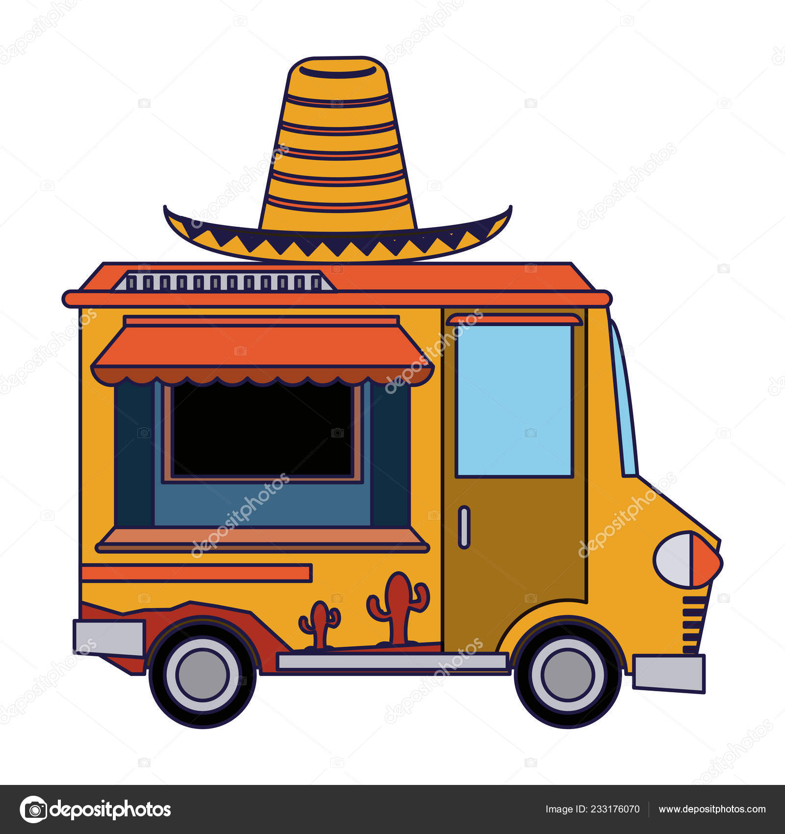 Food Truck Mexican Restaurant Vector Illustration Graphic