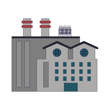İzole karikatür vektör çizim grafik tasarım Bina Fabrika Sanayi