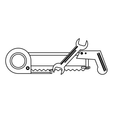 İnşaat araçları ve öğeleri siyah ve beyaz