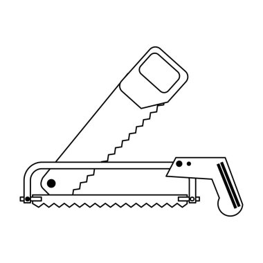 İnşaat araçları ve öğeleri siyah ve beyaz