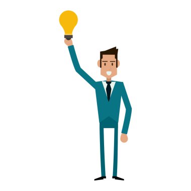 büyük fikir ampul ışık tutan işadamı illüstrasyon grafik tasarım vektör