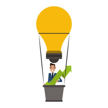 işadamı büyük fikir sıcak hava balon vektör çizim grafik tasarım