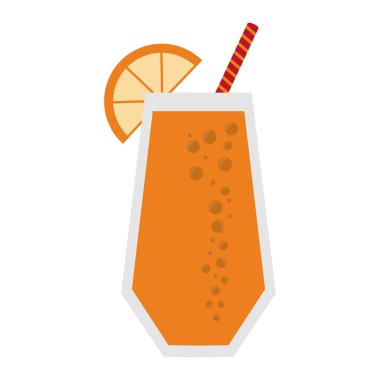 Meyve suyu ve güler yüzlü turuncu Kupası Cam saman vektör çizim grafik tasarım ile