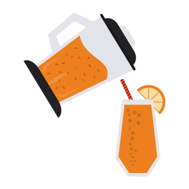 Meyve suyu ve smoothie blender ve vektör çizim grafik tasarlamak turuncu