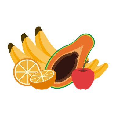 lezzetli meyve set çizgi film vektör çizim grafik tasarım