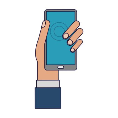 Smartphone karikatür vektör çizim grafik tasarım ile el