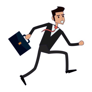 Evrak Çantası'nı vektör çizim grafik tasarım ile çalışan iş adamı