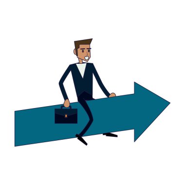 Evrak Çantası'nı ok vektör çizim grafik tasarımı ile işadamı