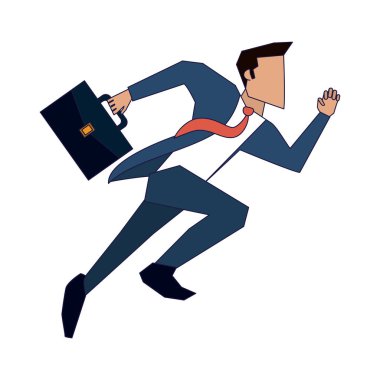 Evrak Çantası'nı vektör çizim grafik tasarım ile çalışan iş adamı