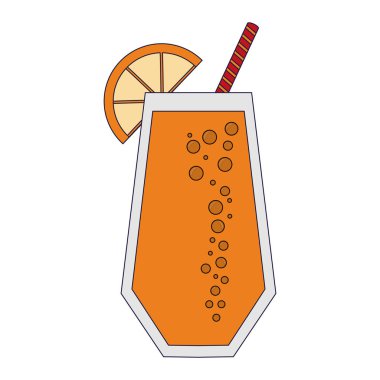 Meyve suyu ve güler yüzlü turuncu Kupası Cam saman vektör çizim grafik tasarım ile