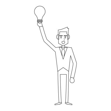 büyük fikir ampul ışık tutan işadamı illüstrasyon grafik tasarım vektör