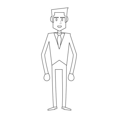 İş adamı izole çift çizgi film vektör çizim grafik tasarım