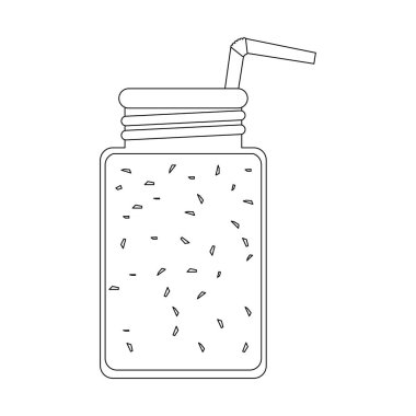 Meyve suyu ve güler yüzlü mason kavanoza saman vektör çizim grafik tasarım ile